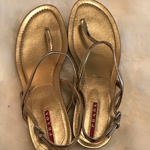 Prada sandals gold metallic - Picture 1 of 6
